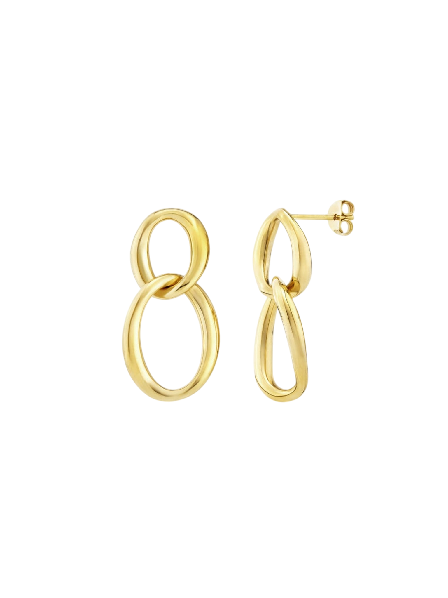 Gold wave double drop earrings